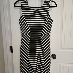 Bisou Bisou Black and White Geometric Midi Dress